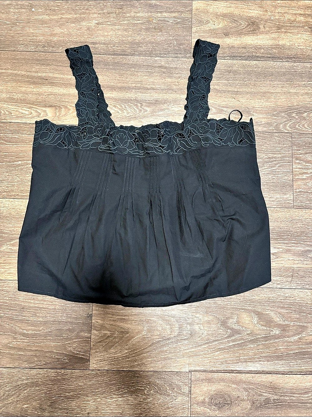 J.Crew Lace Trim Pleated Camisole in Black Large NWT